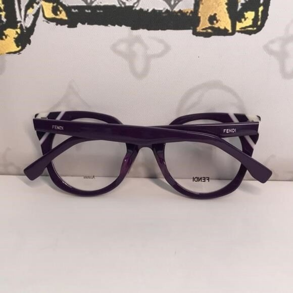 New Authentic Fendi FF0246 B3V Cat-Eye Eyeglass Frames – Purple & White","descri - Picture 3 of 11
